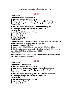 Kiểm tra Chuyên đề luyện thi lớp 12 môn Toán